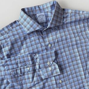 Brooks Brothers Regent Long Sleeve Button Down Shirt Men’s 16.5 Large Plaid Blue